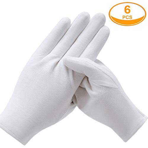 White Cotton Moisturizing Gloves for Dry Hands & Eczema - 3 Pairs