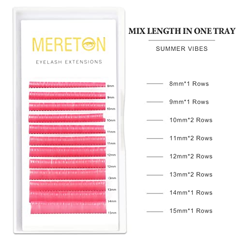 12 Rows Colored Lash Extensions Pink 0.07mm D Curl 8-15mm Mixed Length Color Lashes Extension Individual Single Classic Eyelash Extensions