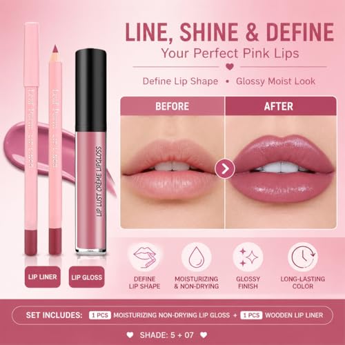 Creamy Velvet Lipstick Set with Lip Brush - Moisturizing & Long-Lasting