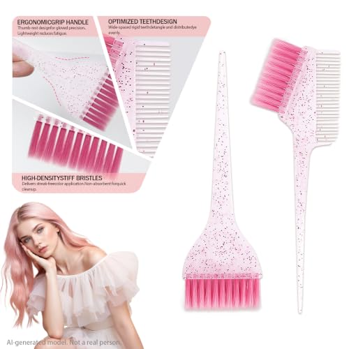 Pink Hair Dye Kit 12 pcs Professional Salon Tools for Home Coloring