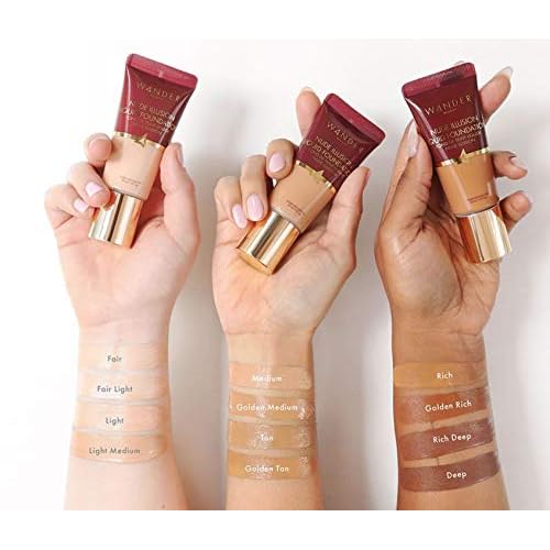 Wander Beauty Nude Illusion Liquid Foundation - Deep - Medium to Full Coverage Foundation with Niacinamide & Lotus Extract - Natural Skin Finish - Blurs, Conceals & Contours - Travel-Friendly Tube