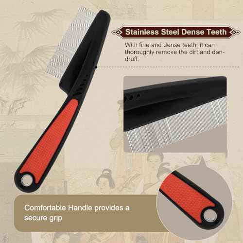 Patented Anti Dandruff Comb & Stainless Steel Fine Tooth Comb Kit, Dandruff Remover, Scalp Sweep Detoxing, Massage Dandruff Removal Brush for Scalp Build Up