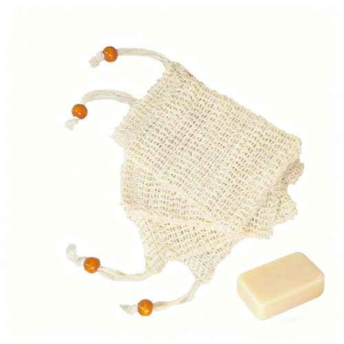 Natural Sisal Soap Saver Bag for Organic Soap Pouch for Exfoliating Lathering and Air-Drying During Showers 4 Pcs