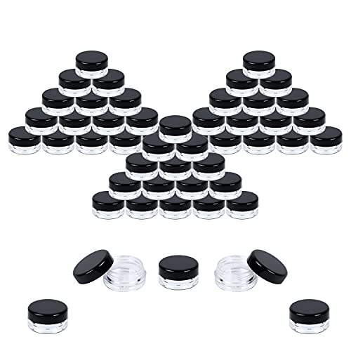 Black Lip Balm Containers 3g Sample Jars 50 Pack - Reusable Small Cosmetic Storage