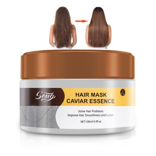 Collagen Hair Mask for Dry Damaged Hair-Argan Oil Protein Conditioning Treatment Collagen Hair Treatment Deep Repair Conditioning for Curly or Straight Thin Fine Hair 100ml (2PC)