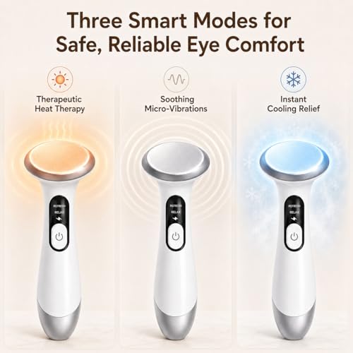 SENLAN 3-in-1 Heated & Cooling Eye Massager Wand for Dark Circles