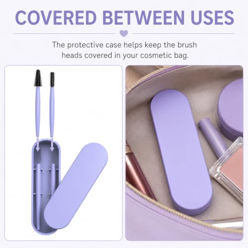 AQUP Reusable Grey Eyebrow & Eyelash Brush with Case - Makeup Spoolie Tool