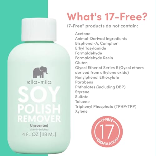 ella+mila Soy Nail Polish Remover - Non-Acetone, Unscented, 4 fl oz