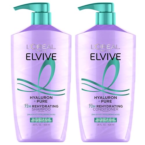 L'Oreal Paris Elvive Hyaluron + Pure Shampoo & Conditioner Set, 56 Fl Oz