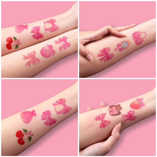 120 PCS Pink Bow Temporary Tattoos - Party Favors & Stickers