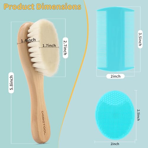Cradle Cap Brush & Comb Set - 3-Piece Baby Grooming Kit