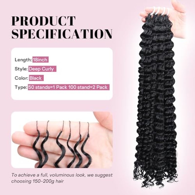 Miracle Knots Crochet Hair 18 Inch Deep Wave 100 Strands