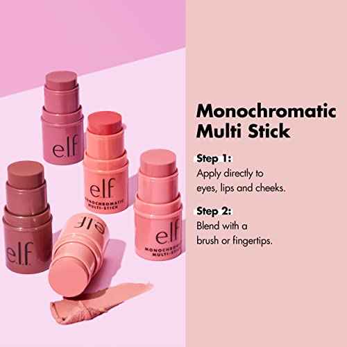 e.l.f. Monochromatic Multi Stick, Luxuriously Creamy & Blendable Color, For Eyes, Lips & Cheeks, Dazzling Peony, 0.17 Oz