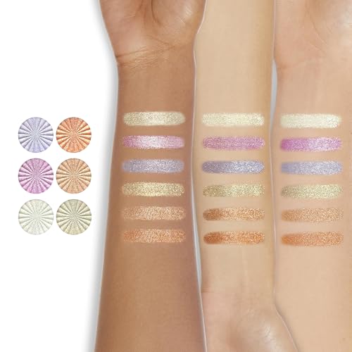 6 Color Face Cheek Highlighter Makeup Palette Shimmer Glitter Iridescent Multichrome Holographic Eyeshadow Palette Purple Rainbow Glitter Highlighter Makeup Highlight And Contour Eye Makeup