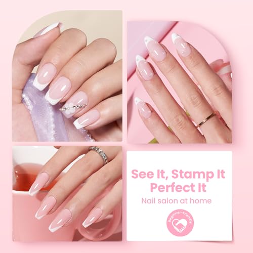 Beetles French Tip Nail Stamp Set with 6 Silicone Tips & Dual Stampers - Clear Variation A