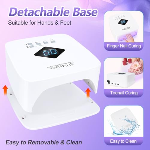 LKE Cordless Rechargeable UV Nail Lamp, 86W UV Light for Gel Nails with 3 Timer Setting Display Auto Sensor, Professional Quick Dry for Salon & Home Use