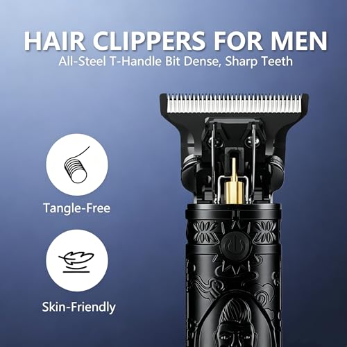 Saoilli 2 Pack Men's Beard Trimmers with Zero Gapped T-Blade, Quiet 8500 RPM, USB Charging