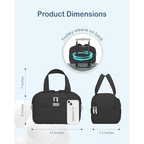 TOPDesign Travel Toiletry Bag for Women, Puffer Large Toiletry Bag, Lightweight Cosmetic Makeup Organizer with Handle for Traveling, Accessories, Essentials, Toiletries (Black)