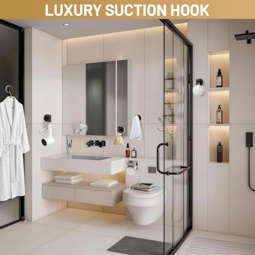 Suction Cup Shower Hooks - Heavy Duty Rust-Resistant, 15 LB