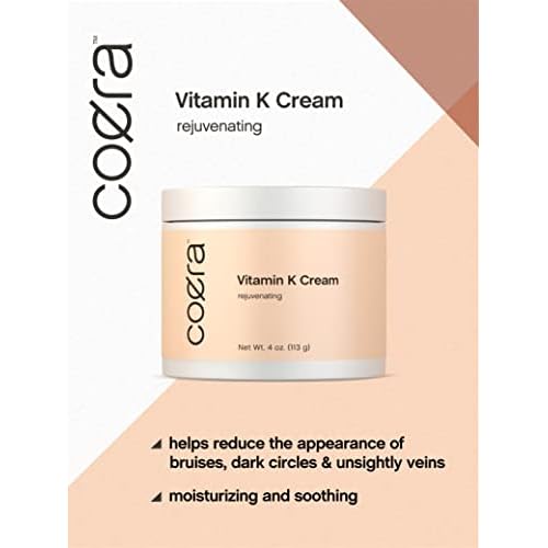 Coera Vitamin K Cream 4 oz | Premium Formula for Bruises, Spider Veins, Dark Circles, Broken Capillaries, Eyes, and Face | Paraben and SLS Free