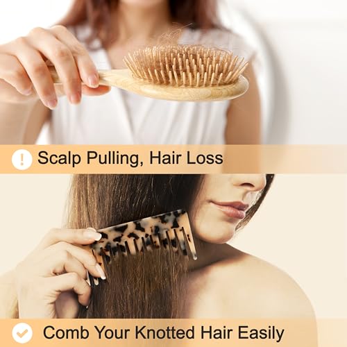TaShow Wide Tooth Detangling Comb 2-Pack for Curly Hair