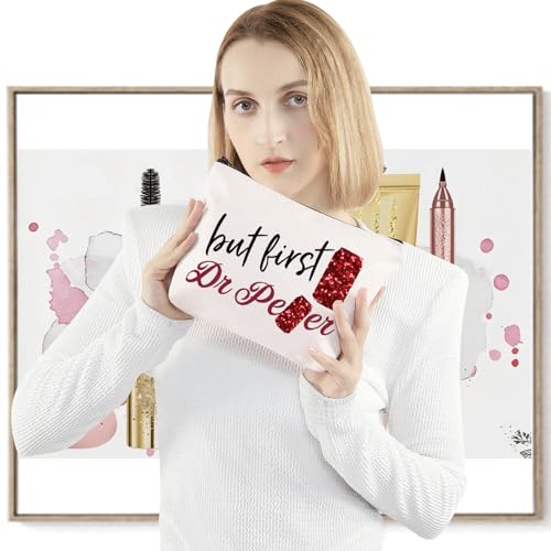 Funny Drinks Lover Makeup Bag But First Drink Zipper Pouch Gift for Friends & Family (But D r)