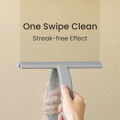 Shower Squeegee for Glass Doors - 10 Inch Silicone Streak-Free