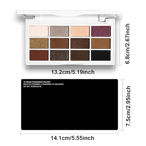 12 Colors Matte Shimmer Eyeshadow Palette with Mirror
