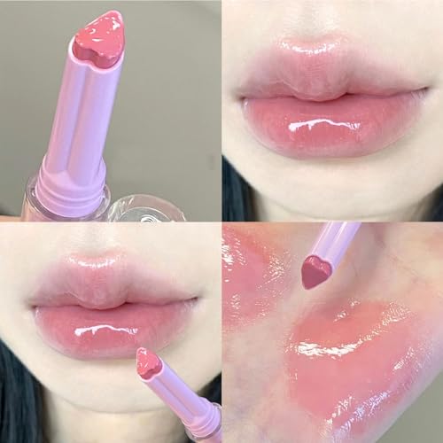 6 Colors Crystal Jelly Lipstick Set, Tinted Heart Shape Lip Balm, Mirror Moisturizing Lip Gloss, Waterproof Long-lasting Nourishing Lip Care Lip Tint Makeup