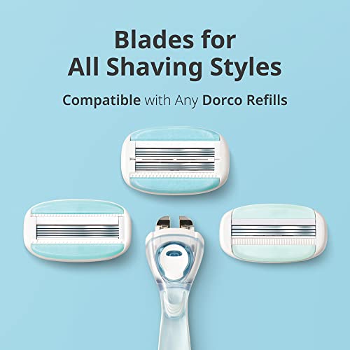 DORCO eve Pack of 5 Razors for Extra Smooth Shaving (No Razor Handle, 8 Piece Razor Blade Refills), Razors for Shaving with Aloe Vera Moisture Bar, Interchangeable Cartridge for Sensitive Skin