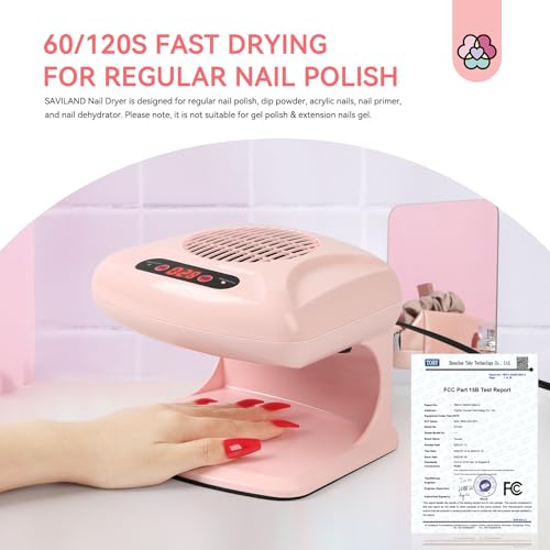 SAVILAND Nail Dryer Professional Upgrad: 3X Quick Drying Nail Dryer for Regular Polish Acrylic Dip Powder Nail Dehydrator Primer Nail Polish Dryer Fan with Hot & Cold Air Must Have Nail Tech Supplies