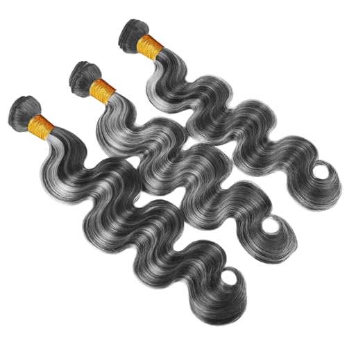 P1B Gray Body Wave Human Hair Bundles 14 14 14 Inch