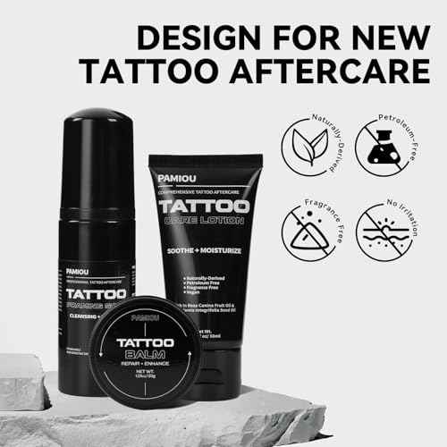 Tattoo Aftercare 3 In 1 Set For New Tattoos, Include Tattoo Balm, Tattoo Lotion and Tattoo Soap, Quick Healing, Soothing, Naturally-Derived, Petroleum-Free, Fragrance Free (3 Piece Set)