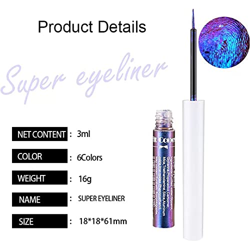 Mysense Chameleon Liquid Glitter Eyeliner, Metallic Satin Eyeliner Liquid Liner Multi-Reflective Sparkle Finish, Smudge-proof Long-lasting Glitter Eye Shadow Makeup, #01 Gold