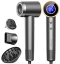 Grey Dual Voltage Travel Hair Dryer with Diffuser – Ionic, Fast Drying, Compact