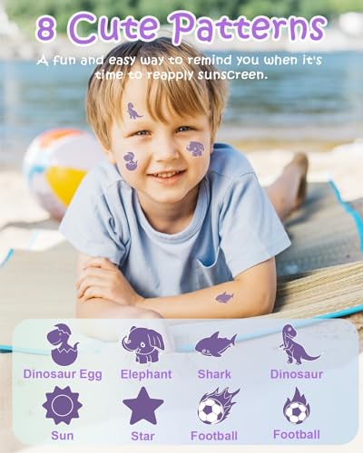 UV Detection Temporary Tattoos - 80 Pack Sunscreen Reminder