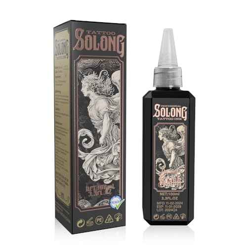 Tattoo Ink,Solong S Series 3.4oz(100ml) Professional Black Tattoo Ink for Outlining,Shading and Blending-Premium Black Tattoo Supplies,TI303S-100-031