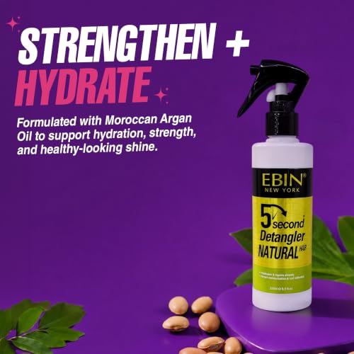EBIN NEW YORK 8.5 Fl Oz Detangling Hair Mist with Moroccan Argan Oil - Instant Knot & Frizz Control