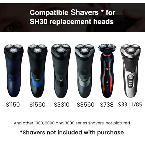 SH30 Replacement Heads for Philips Norelco Shaver Series 3000, 2000, 1000 and S738 with Durable Sharp Blade …