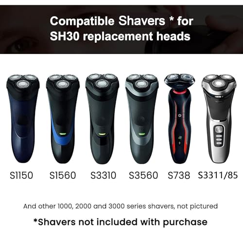 SH30 Replacement Heads for Series 3000, 2000, 1000 Shavers and S738 Click and Style, Blades for S1560, SH30 Blades