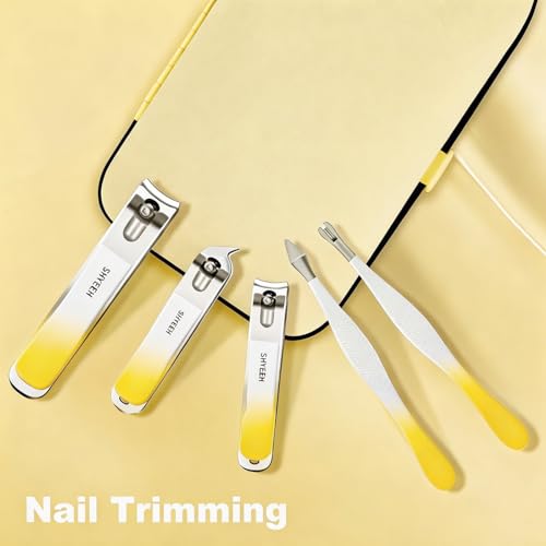 Yellow Manicure & Pedicure Kit with Leather Case - 10 High-Carbon Steel Nail Clippers
