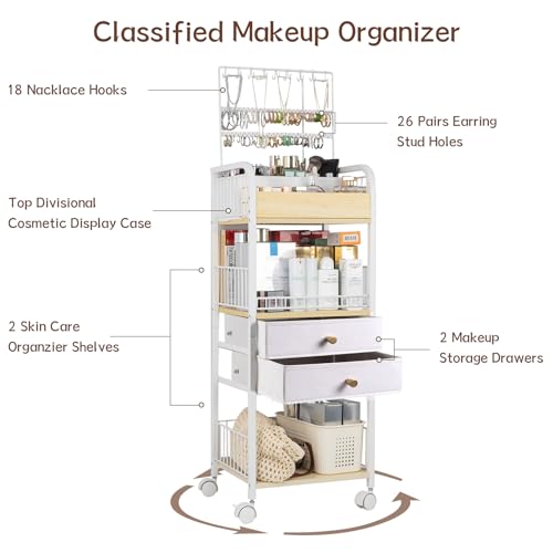 YGJT Makeup Organizer with Drawers & Jewelry Storage