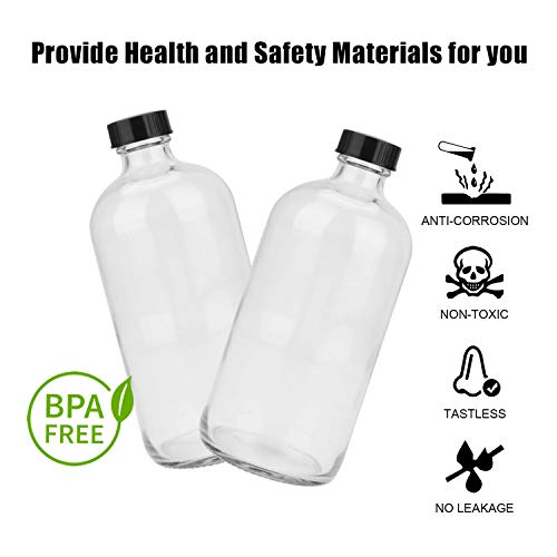 16oz Glass Bottles, 12 Pack Clear Glass Storage Bottles Sets with Lids