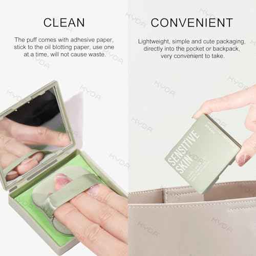 KYDA 200 Sheets Face Oil Blotting Paper, Included Refills, Mirror and Puff, Oil Absorbing Sheets for Makeup, Oil Control Shine, Absorb Excess Oil, Travel Size Gentle Face Makeup, Green Tea