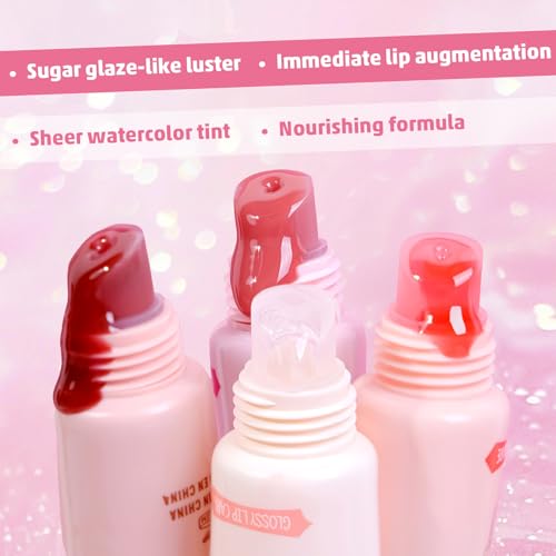 Lip Care Gloss - Nourishing Tinted Lip Balm with High Shine & Plumping Effect, Hydrating & Non-Sticky, Sheer Watercolor Tint for a Natural Look, Moisturizing Lip Gloss (0.33 fl.oz)