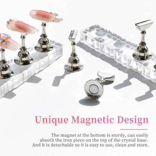 BQAN 2 Set Nail Holder for Painting Nails, Transparent Acrylic Nail Stand for Press on / Fake Nail Tips Training / Nails Display with 96 Pcs Reusable Adhesive Putty (Clear)