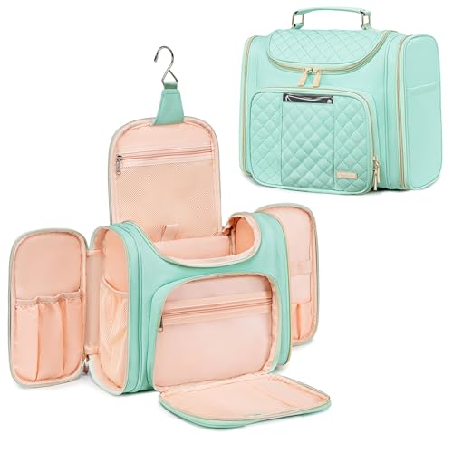 Tealari Green Water-Resistant Toiletry Bag with Hang Hook & Transparent Phone Pocket