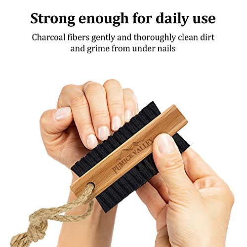 Beechwood Nail Brush with Charcoal Nylon Bristles - Double-Sided for Fingernails and Toes