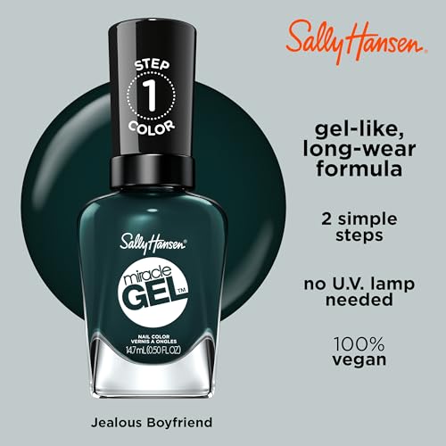 Sally Hansen Miracle Gel™, Jealous Boyfriend, Long Lasting, Gel-Like Formula, No UV Lamp Needed, Green Nail Polish