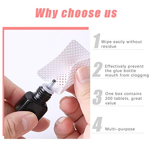 EBANKU 1200PCS Lint Free Nail Wipes Eyelash Glue Wipes, Adhesive Wipes for Lash Glue Nail Polish Remover Cotton Pads, Glue Nozzle Wipes Non-Woven Fabric Wipes Eyelash Extension Supplies